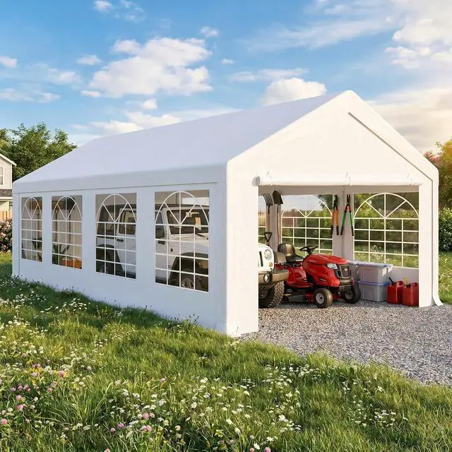 Main image of Carport 13x26FT Party Tent Heavy Duty,Storage Shelter Shed Portable Garage withh 8 Sidewalls & Built-in Sandbags, Waterproof Wedding Canopy Gazebo Commercial Tent for Party, Camping, Patio
