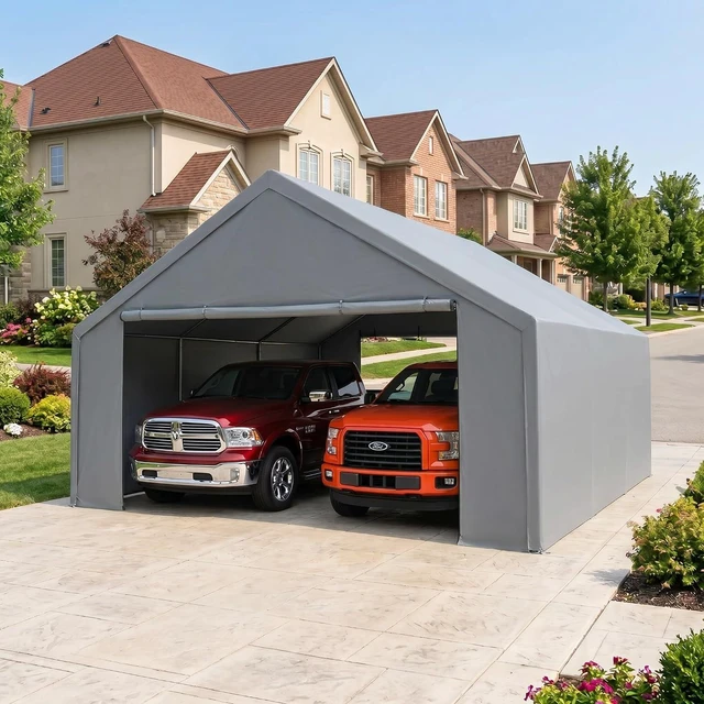 Alt view image 7 of 7 - Carport 20x20 Heavy Duty Storage Shelter Shed Waterproof
