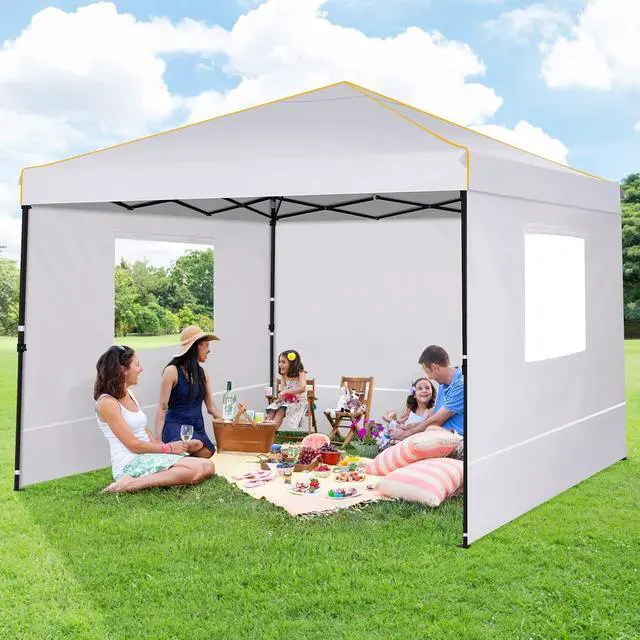 Alt view image 4 of 7 - 10×10 Easy Setup Pop Up Canopy Gazebo with Mesh Windows 2.0, White