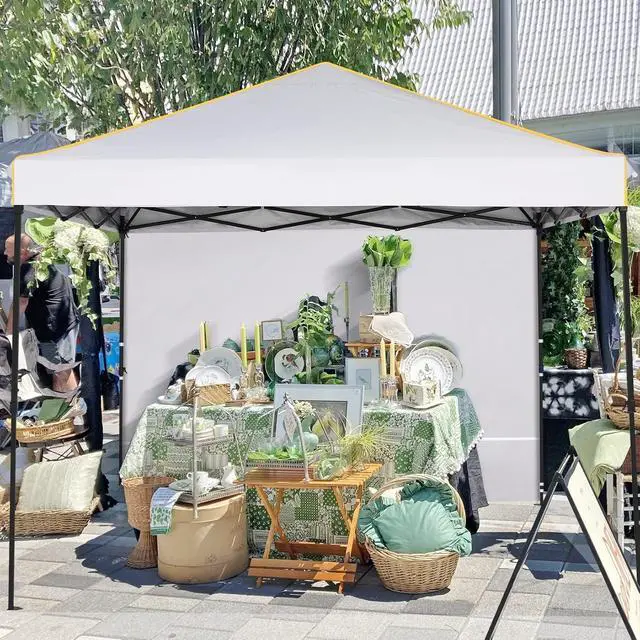 Alt view image 7 of 7 - 10×10 Easy Setup Pop Up Canopy Gazebo with Mesh Windows 2.0, White