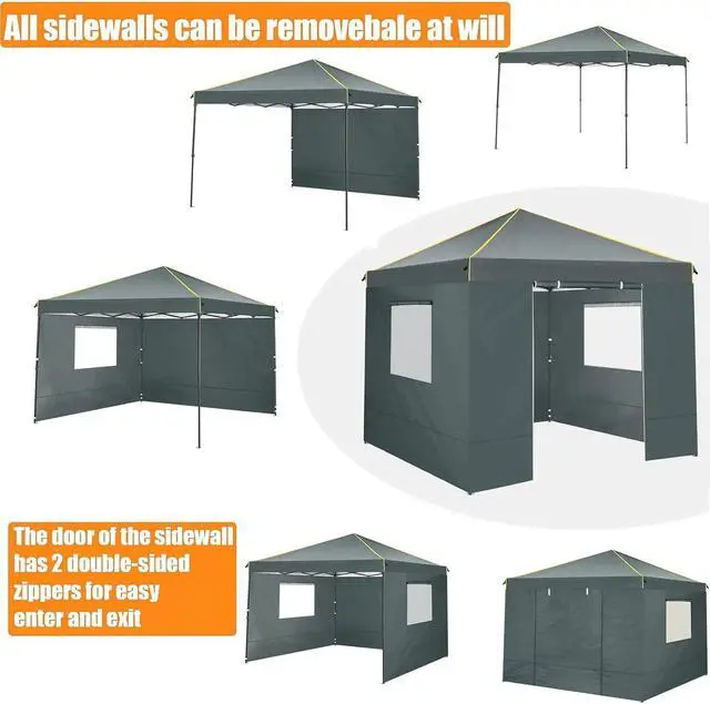 Alt view image 3 of 6 - 10×10 Easy Setup Pop Up Canopy Gazebo with Mesh Windows 2.0, Grey