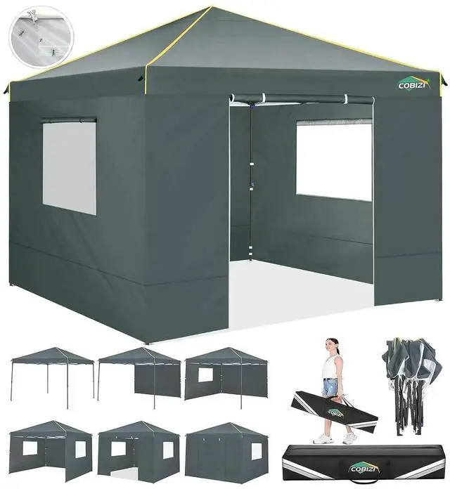 Main image of 10×10 Easy Setup Pop Up Canopy Gazebo with Mesh Windows 2.0, Grey