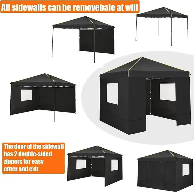 Alt view image 4 of 7 - 10×10 Easy Setup Pop Up Canopy Gazebo with Mesh Windows 2.0, Black