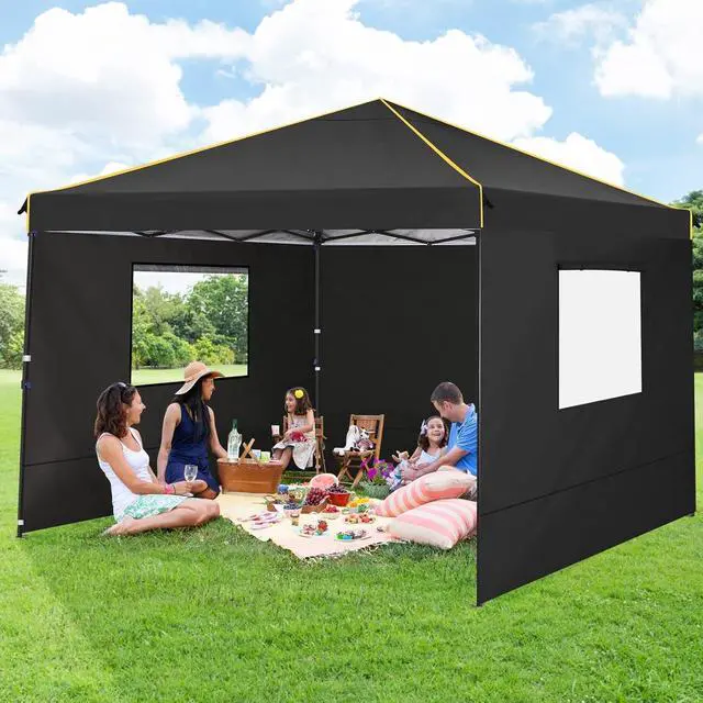 Alt view image 6 of 7 - 10×10 Easy Setup Pop Up Canopy Gazebo with Mesh Windows 2.0, Black
