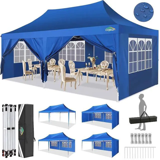 Main image of 10x20 Pop Up Canopy Tent with Sidewalls,Party Tent Outdoor Gazebos, Waterproof & UV50+,3 Adjustable Heights,Higher Frame Design - Extra Tall for Parties Backyard,Weddings,Markets, Blue