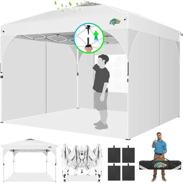 Main image of 10x10 Pop up Canopy, Canopy Tent for Party with One Push Central Button Air Vent, Event Shelter with Sidewalls and Reflective Strip (White)