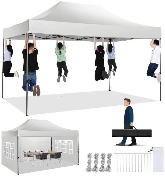 Main image of 10x15 Pop up Canopy Tent Heavy Duty, Easy Set-up Commercial Outdoor Party Tent, 100% Waterproof Wedding Tents Gazebo, 3 Height Adjustable with Handbag, White