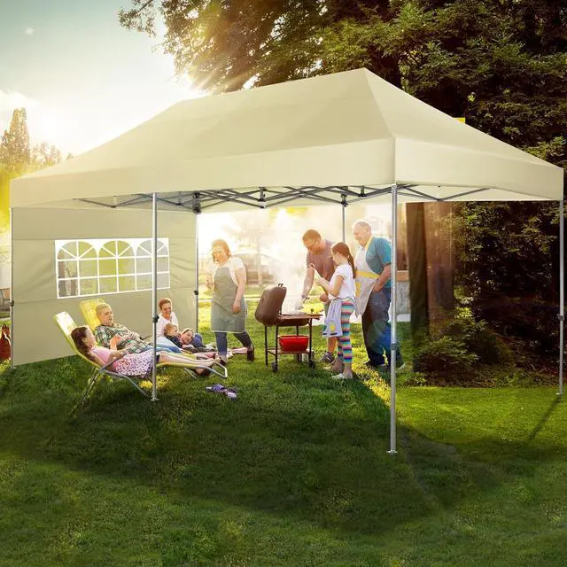 Alt view image 6 of 7 - 10x20 Pop up Canopy Tent Heavy Duty, Easy Set-up Commercial Outdoor Party Tent, 100% Waterproof Wedding Tents Gazebo, 3 Height Adjustable with Wheeled Bag, Khaki