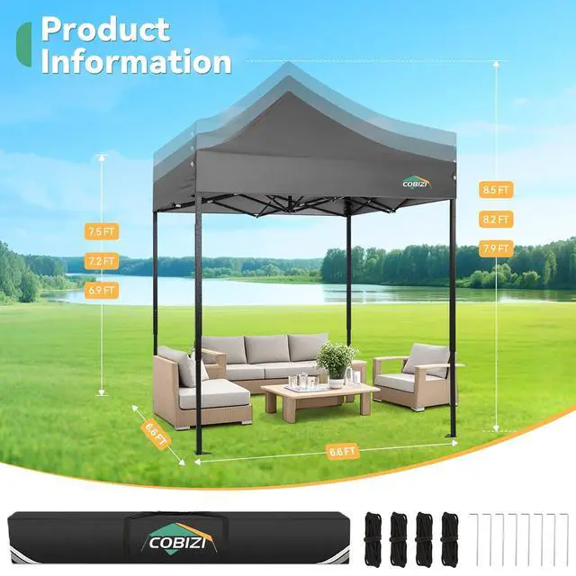 Alt view image 6 of 7 - 10x10 Heavy Duty Pop Up Canopy Tent with 4 Sidewalls Thicken Frame, Commercial Easy Up Outdoor Wedding Party Tents, All Season Waterproof Windproof with Stakes Sandbags Ropes Roller Bag, Fog