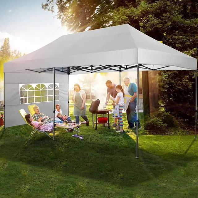 Alt view image 6 of 7 - 10x20 Pop up Canopy Tent Heavy Duty, Easy Set-up Commercial Outdoor Party Tents, 100% Waterproof Wedding Gazebo, 3 Height Adjustable with Wheeled Bag, White