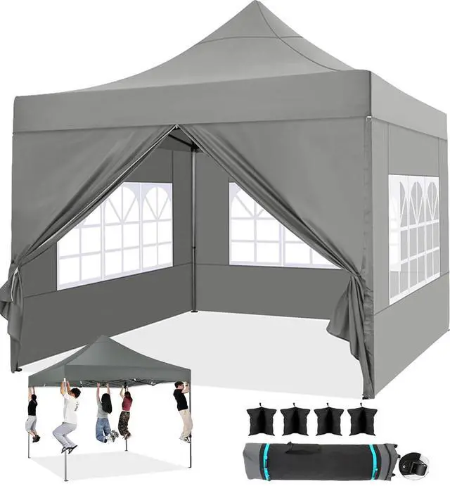 Main image of 10x10 Pop up Canopy Tent Heavy Duty, Easy Set-up Commercial Outdoor Party Tent, 100% Waterproof Wedding Tents Gazebo, 3 Height Adjustable with Wheeled Bag, Gray