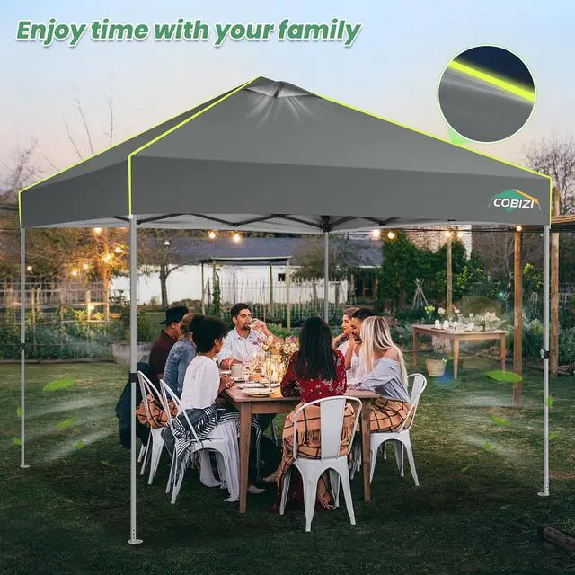 Alt view image 6 of 7 - 10x10 Pop Up Canopy Tent Without Removable Sidewalls, One Push Party Tent Outdoor Waterproof Event Canopy with Air Vent for Parties Commercial Wedding, 3 Height, Carry Bag, Sandbag, Gray