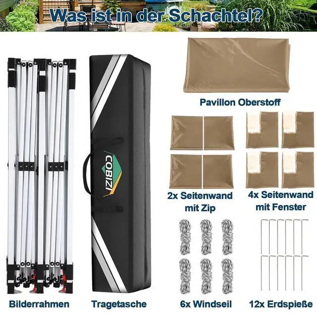 Alt view image 6 of 7 - 10x20ft Pop Up Canopy Tent with 6 Removable Sidewalls, Easy Up Commercial Canopy, Waterproof and UV50+ Gazebo with Portable Bag, Adjustable Leg Heights,Party Tents for Parties, with 4 Sandbags