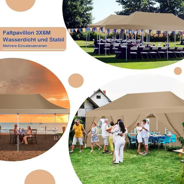 Alt view image 7 of 7 - 10x20ft Pop Up Canopy Tent with 6 Removable Sidewalls, Easy Up Commercial Canopy, Waterproof and UV50+ Gazebo with Portable Bag, Adjustable Leg Heights,Party Tents for Parties, with 4 Sandbags