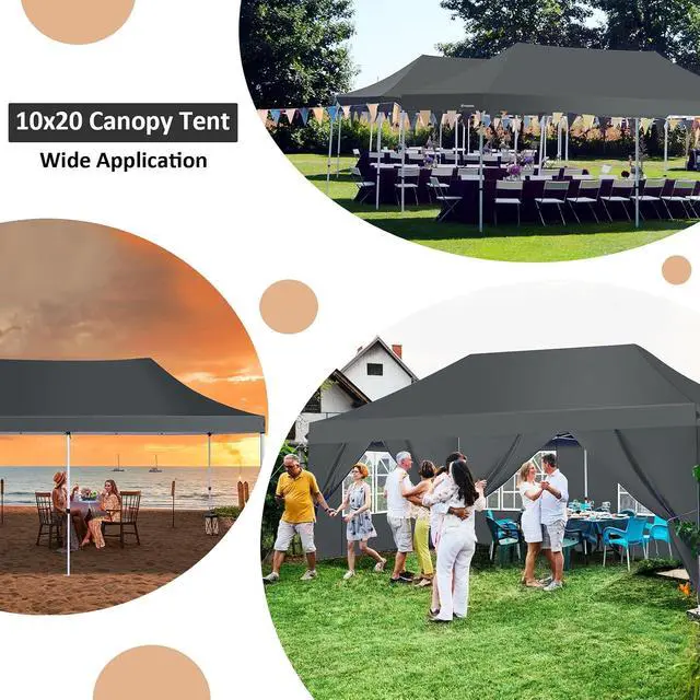 Alt view image 6 of 7 - 10x20 Pop up Canopy Party Tent,Carry Bag, Portable Instant Gazebo