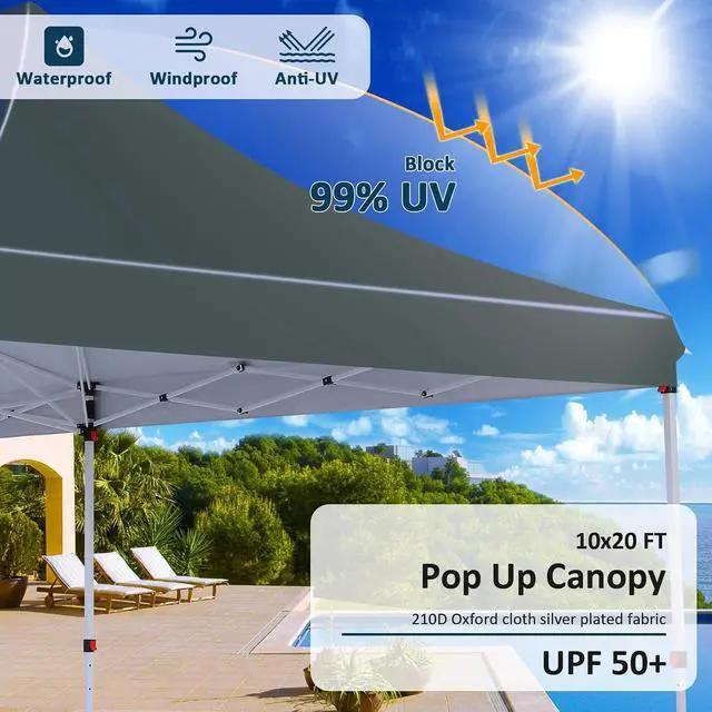 Alt view image 7 of 7 - 10x20 Pop up Canopy Party Tent,Carry Bag, Portable Instant Gazebo