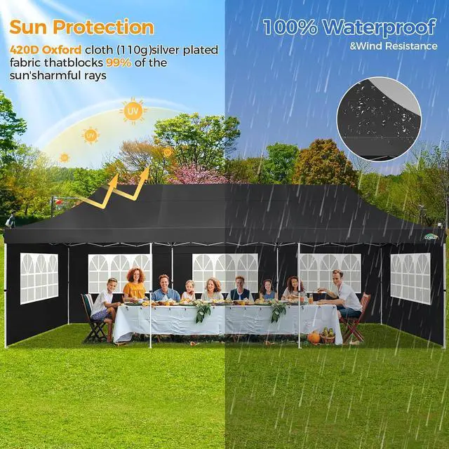 Alt view image 4 of 6 - 10x30 Pop up Canopy Party Tent,Roller Bag, Portable Instant Gazebo