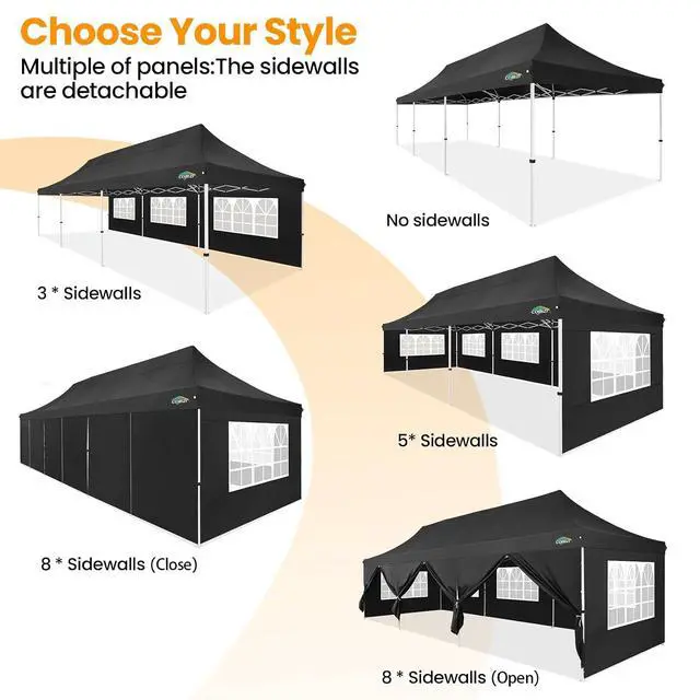 Alt view image 5 of 6 - 10x30 Pop up Canopy Party Tent,Roller Bag, Portable Instant Gazebo