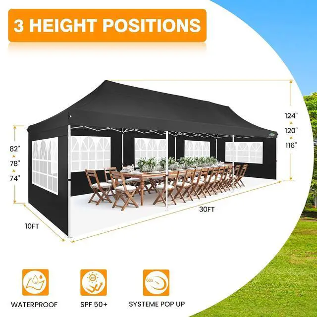 Alt view image 6 of 6 - 10x30 Pop up Canopy Party Tent,Roller Bag, Portable Instant Gazebo