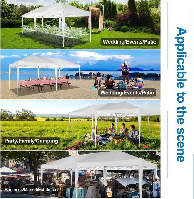 Alt view image 5 of 7 - 10x20 One Push Easy Up Pop Up Canopy Tent with 6 Sidewalls, White