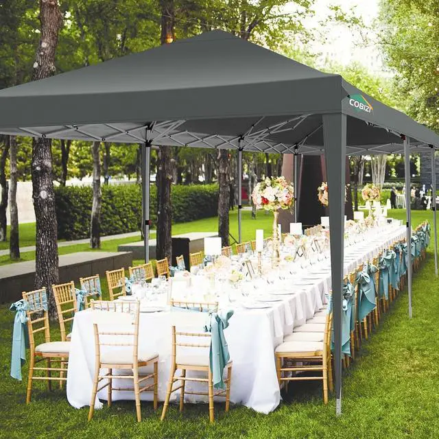 Alt view image 4 of 7 - 10x30 Pop Up Canopy Tent with 8 Sidewalls Party Tents for Parties Weddings Backyard Waterproof Commercial Instant Outdoor Events Tent with Stakes, Ropes,Sandbags10 x 30 ft Gray