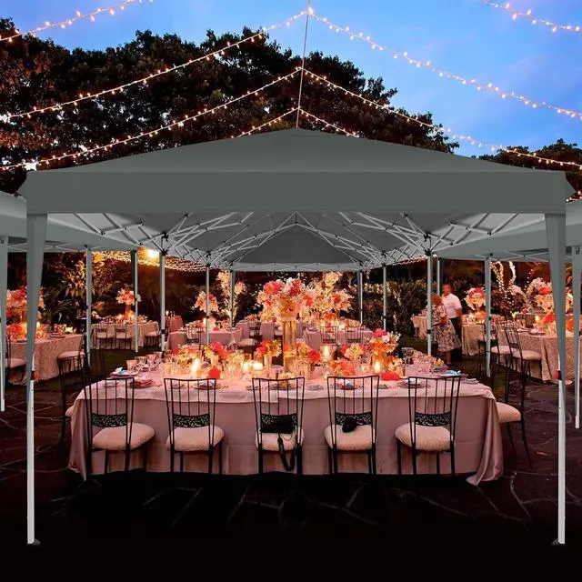 Alt view image 7 of 7 - 10x30 Pop Up Canopy Tent with 8 Sidewalls Party Tents for Parties Weddings Backyard Waterproof Commercial Instant Outdoor Events Tent with Stakes, Ropes,Sandbags10 x 30 ft Gray