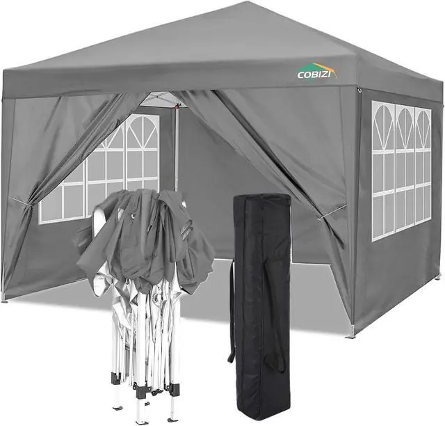 Main image of 10x10 One Push Easy Up Pop Up Canopy Tent with 4 Sidewalls, Gray