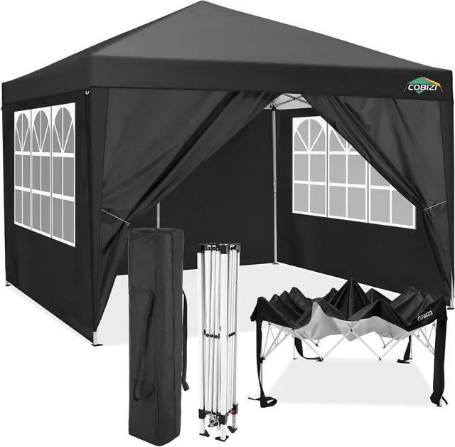 Main image of 10x10 One Push Easy Up Pop Up Canopy Tent with 4 Sidewalls, Black