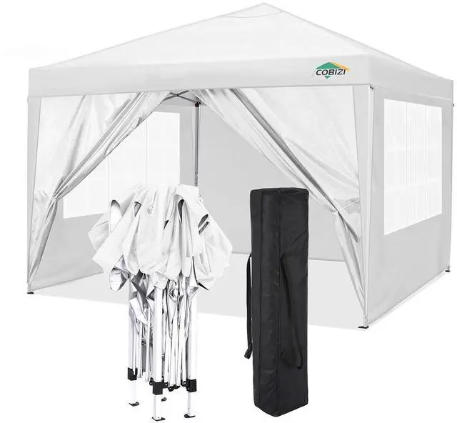 Main image of 10x10 One Push Easy Up Pop Up Canopy Tent with 4 Sidewalls, White