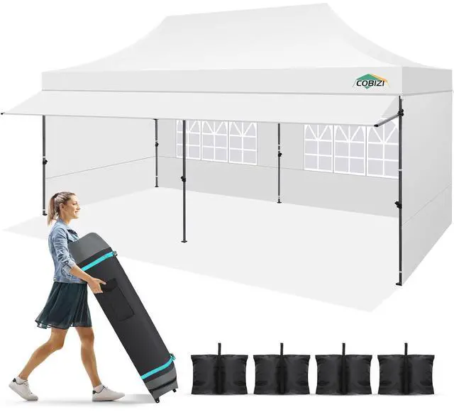 Main image of 10x20 Pop Up Canopy Tent with Awning & Removable Sidewalls, Heavy Duty Commercial Gazebo, Waterproof UPF 50+ Instant Portable Event Tent for Outdoor Party, Wedding, Market, White