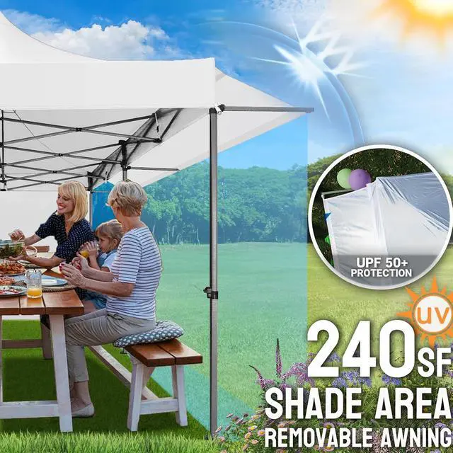 Alt view image 3 of 7 - 10x20 Pop Up Canopy Tent with Awning & Removable Sidewalls, Heavy Duty Commercial Gazebo, Waterproof UPF 50+ Instant Portable Event Tent for Outdoor Party, Wedding, Market, White