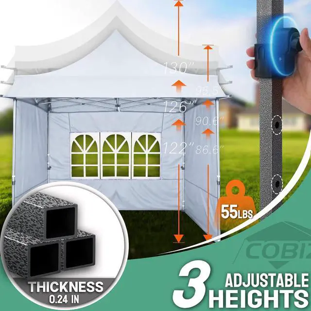 Alt view image 6 of 7 - 10x10 Heavy Duty Pop Up Canopy Easy Up Commercial Event Tent, White