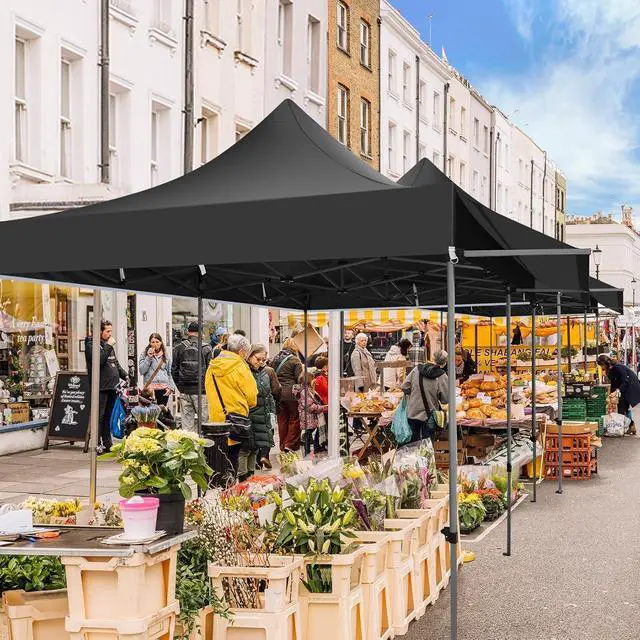 Alt view image 2 of 7 - 10x20 Pop Up Canopy Tent with Awning & Sidewalls, Heavy Duty Commercial 10X20 Canopy Tents Instant Waterproof, UPF 50+ Sun Shade for Outdoor, Parties, Markets (Black)