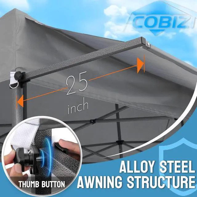 Alt view image 3 of 7 - 10x20 Pop Up Canopy Tent with Awning & Sidewalls, Heavy Duty Commercial 10X20 Canopy Tents Instant Waterproof, UPF 50+ Sun Shade for Outdoor, Parties, Markets (Gray)