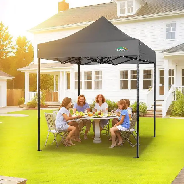 Alt view image 2 of 7 - 10x10 Heavy Duty Pop Up Canopy Tent with 4 Sidewalls Thicken Frame, Commercial Easy Up Outdoor Wedding Party Tents, All Season Waterproof Windproof with Stakes Sandbags Ropes Roller Bag, Fog