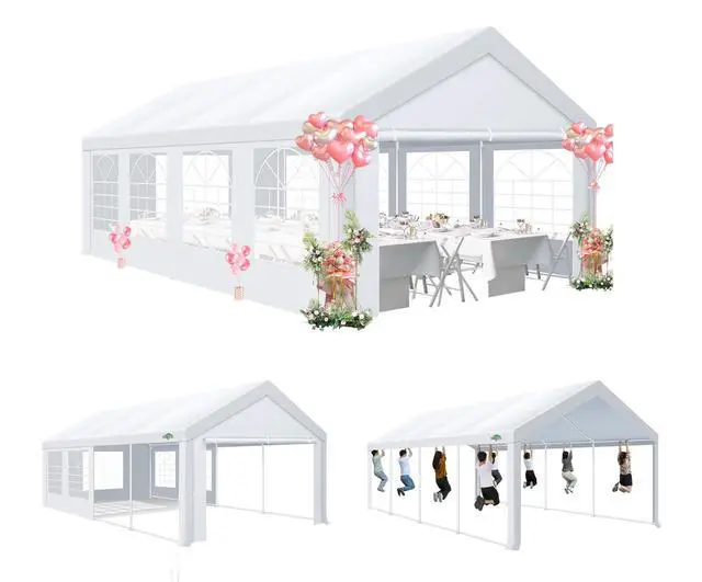 Alt view image 7 of 7 - 13x26 FT Party Tent Heavy Duty, Large Outdoor Event Tents for Parties with 8 Sidewalls & Built-in Sandbags,Waterproof Wedding Canopy Gazebo Commercial Tent for Carport,Camping,Patio,Windproof
