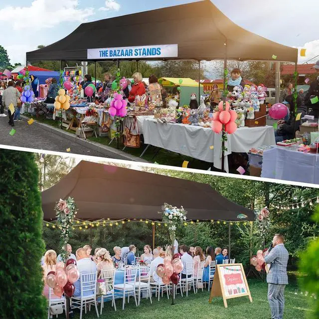 Alt view image 4 of 7 - 10x30 Pop Up Canopy Heavy Duty with 8 Removable Sidewalls, Commercial Portable Tents for Parties Ez Up Canopy All-Weather Windproof & Waterproof and UPF 80+ Wedding Tent