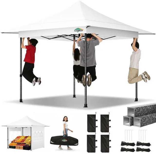Main image of 13x13 Pop Up Canopy Tent Heavy Duty with Sidewalls & Auto-Extending Eaves Outdoor Gazebo Easy Up for Backyard Party Commercial Events, All Weather Waterproof UV 50+(Leg Upgraded) White