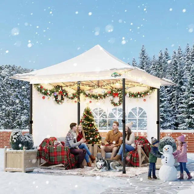 Alt view image 2 of 7 - 13x13 Pop Up Canopy Tent Heavy Duty with Sidewalls & Auto-Extending Eaves Outdoor Gazebo Easy Up for Backyard Party Commercial Events, All Weather Waterproof UV 50+(Leg Upgraded) White