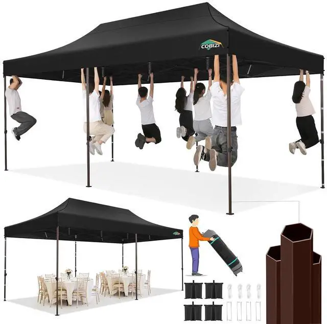 Main image of 10x20 Pop up Canopy Without Sidewall Heavy Duty Commercial Outdoor Gazebo Easy Up Wedding Party Tents for Parties with Roller Bag, All Season Wind & Waterproof UPF50+(Upgrade Hexagonal Tube)