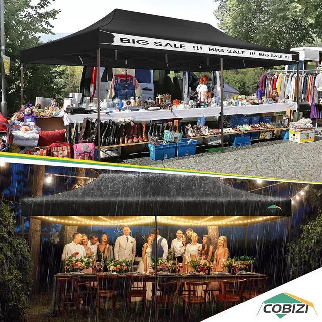 Alt view image 2 of 7 - 10x20 Pop up Canopy Without Sidewall Heavy Duty Commercial Outdoor Gazebo Easy Up Wedding Party Tents for Parties with Roller Bag, All Season Wind & Waterproof UPF50+(Upgrade Hexagonal Tube)