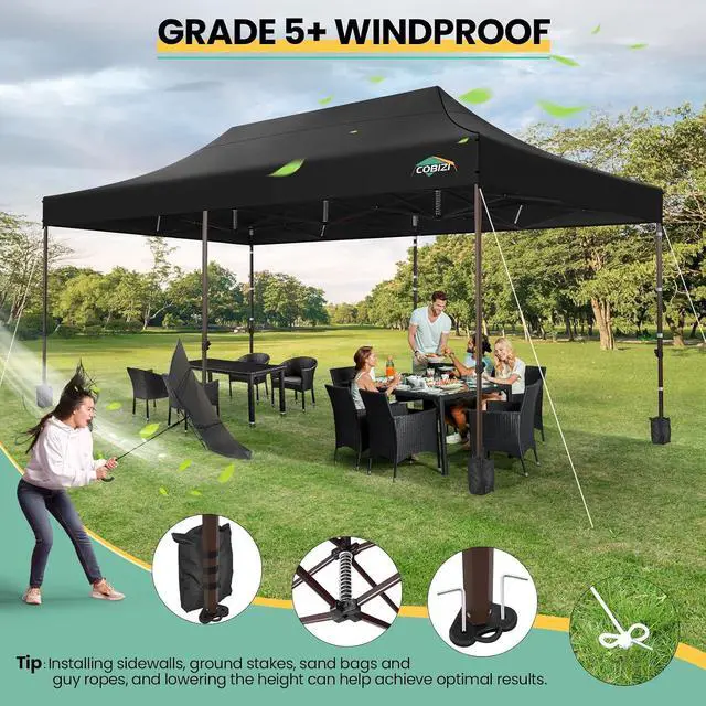 Alt view image 5 of 7 - 10x20 Pop up Canopy Without Sidewall Heavy Duty Commercial Outdoor Gazebo Easy Up Wedding Party Tents for Parties with Roller Bag, All Season Wind & Waterproof UPF50+(Upgrade Hexagonal Tube)