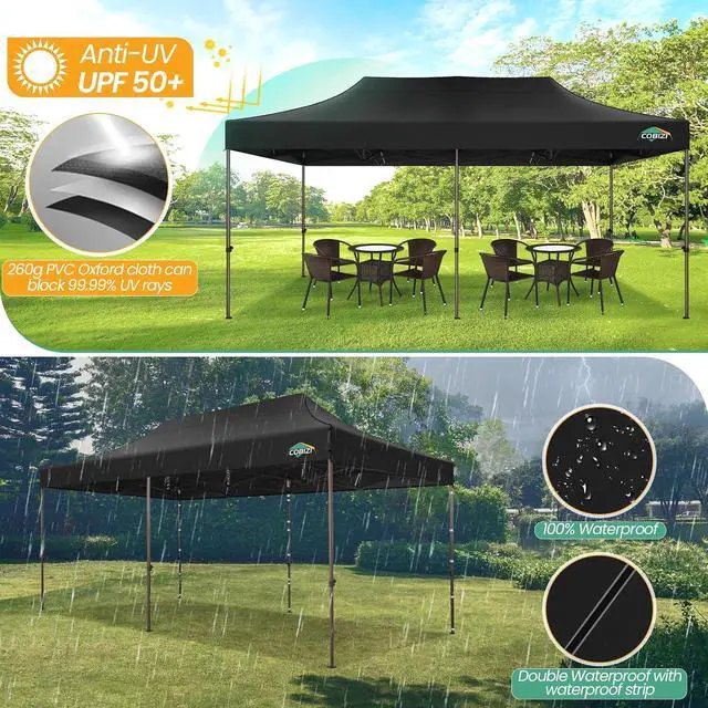 Alt view image 6 of 7 - 10x20 Pop up Canopy Without Sidewall Heavy Duty Commercial Outdoor Gazebo Easy Up Wedding Party Tents for Parties with Roller Bag, All Season Wind & Waterproof UPF50+(Upgrade Hexagonal Tube)