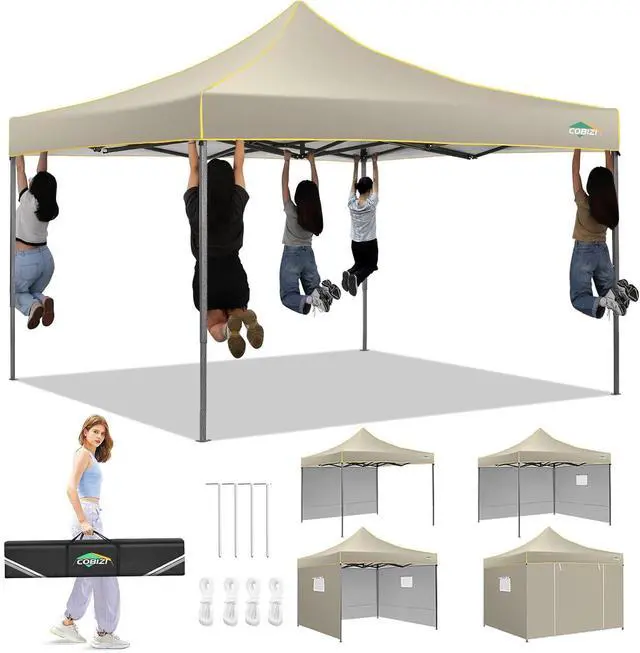 Main image of 10x10 Pop Up Heavy Duty Canopy Tent with 4 Sidewalls, Easy Setup Outdoor Commercial Instant Tent for Parties Events Canopy with Portable Bag, Waterproof & UPF50+ (Khaki)