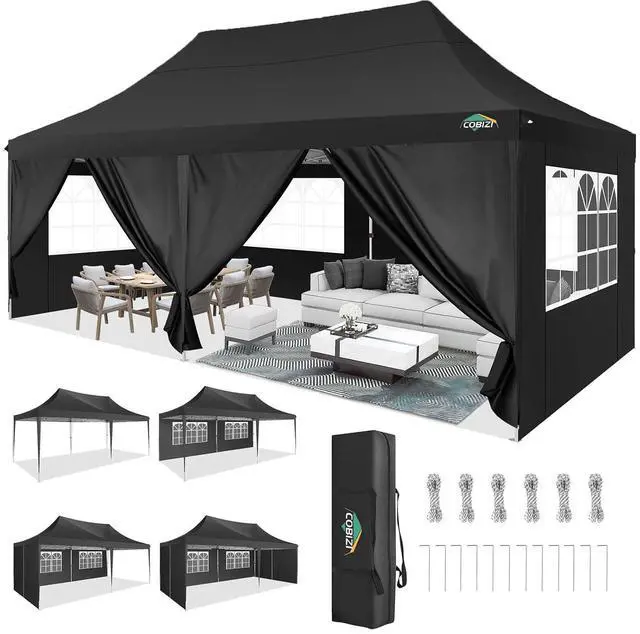 Main image of 10x20 Pop Up Canopy with 6 Sidewall, Commercial Canopy UPF 50+ Waterproof Outdoor Gazebo with Carry Bag, Tents for Parties with Upgrade Frame, 3 Height Adjustable, Black