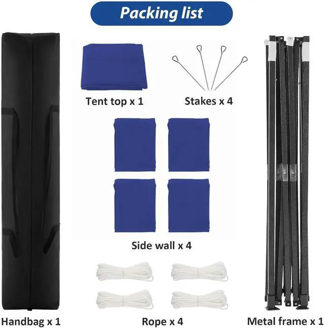 Alt view image 7 of 7 - Pop Up Canopy Heavy Duty Sidewalls, Commercial Heavy Duty Pop Up Tent for Parties All Weather Waterproof and UV 50+ Wedding Tent with Roller Bag (Deep Blue - 10x10FT)