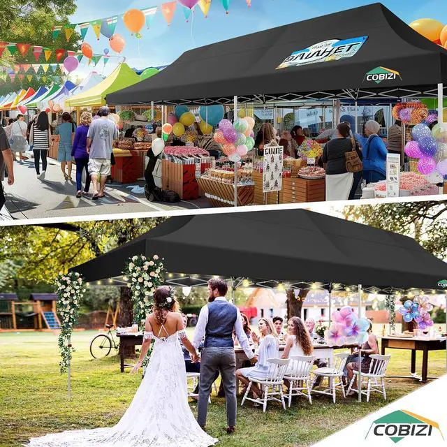 Alt view image 6 of 7 - 10x30 Pop Up Canopy with 8 Removable Sidewalls Party Tents for Parties Wedding Patio Commercial Waterproof and UV50+ Ez Outdoor Instant Gazebo with Roller Bag & 4 SandbagsMatte Black