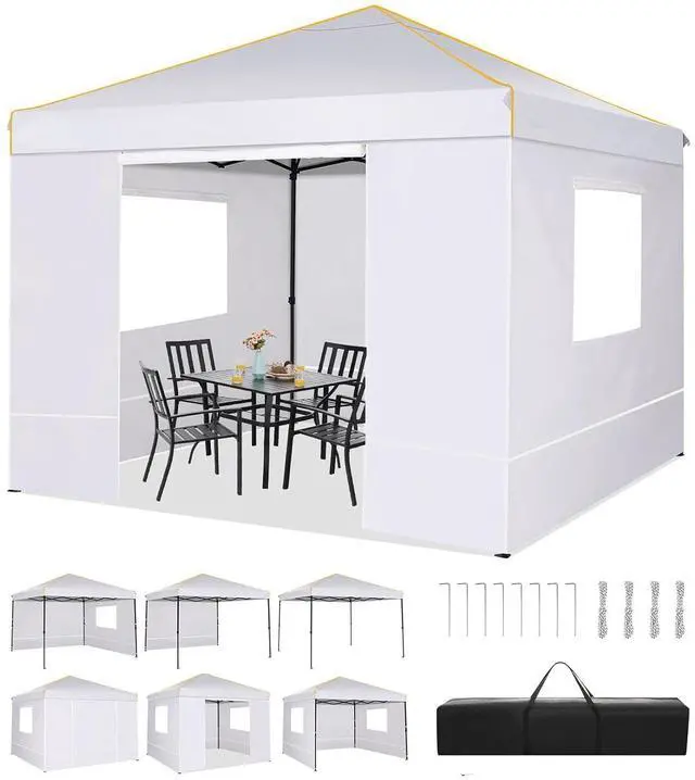 Main image of 10x10 Pop Up Canopy Tent with Sidewalls and Roll-up Ventilated Windows with Mosquito net, Ez Outdoor Commercial Instant Gazebo Tent for Party Waterproof with Carrybag, Swan White