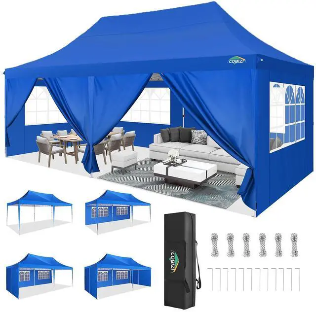 Main image of 10x20 Pop Up Canopy with 6 Sidewall, Commercial Canopy UPF 50+ Waterproof Outdoor Gazebo with Carry Bag, Tents for Parties with Upgrade Frame, 3 Height Adjustable, Sky Blue