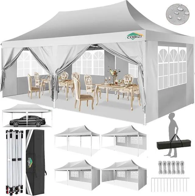 Main image of 10x20 Pop Up Canopy Tent with Sidewalls,Party Tent Outdoor Gazebos, Waterproof & UV50+,3 Adjustable Heights,Higher Frame Design - Extra Tall for Parties Backyard,Weddings,Markets, White